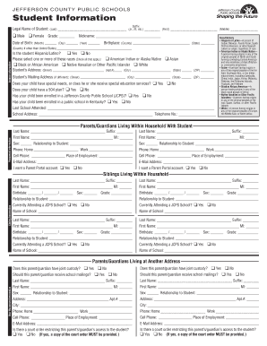 Jefferson County Public Schools Student Enrollment Form