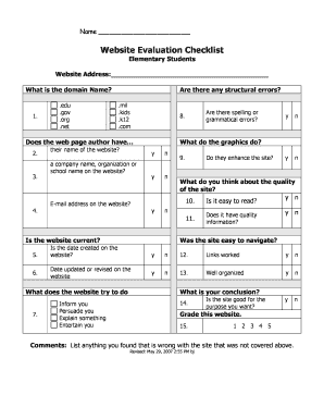 website evaluation checklist pdf