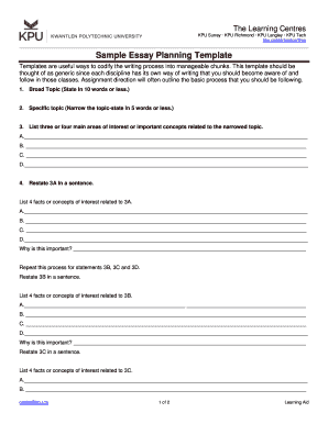 Sample Essay Planning Template