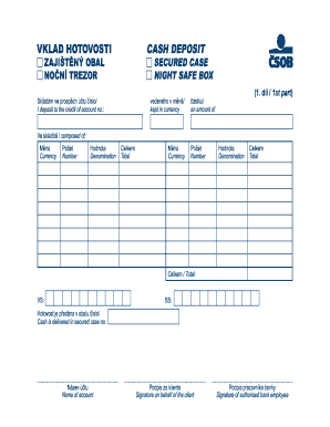 Cash Deposit Form
