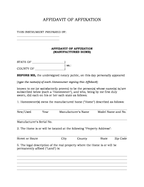 Affidavit of Affixation for Manufactured Home