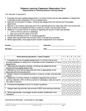 Distance Learning Classroom Observation Form