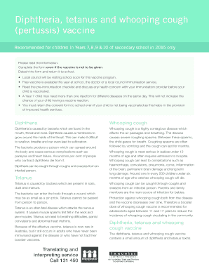 Diphtheria Tetanus Whooping Cough Vaccine Consent Form