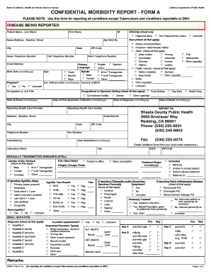 California Confidential Morbidity Report Form A