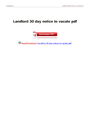 Landlord 30 Day Notice to Vacate
