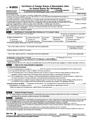 Form W-8BEN Certificate of Foreign Status of Nonresident Alien
