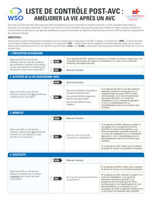 LISTE DE CONTRÔLE POST-AVC