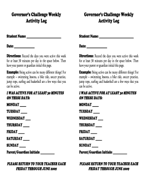 Project log template - Weekly Activity Log - Cabrillo Unified District