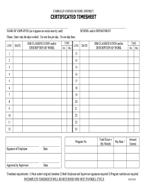Cabrillo Unified School District Timesheet