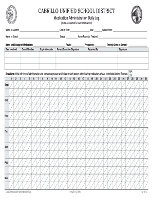 Cabrillo Unified School District Medication Log