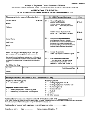 Alberta Dental Hygienist Renewal Application