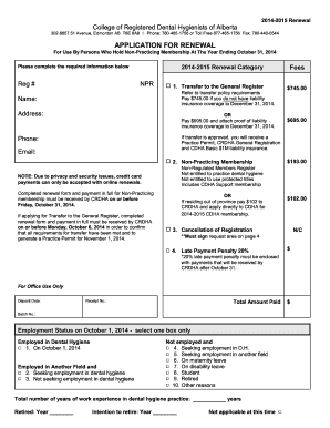 Alberta Dental Hygienist Renewal Application
