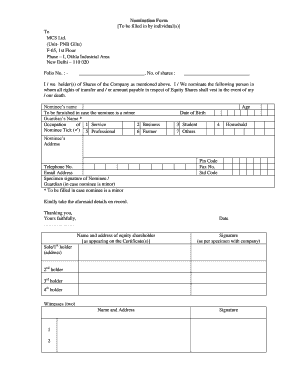 Shareholder Nomination Form