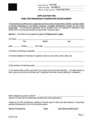 Shelter Insurance Foundation Scholarship Application