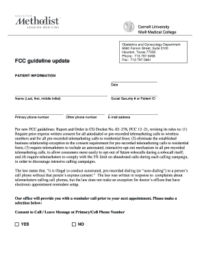 Patient Consent Form for Telephone Calls