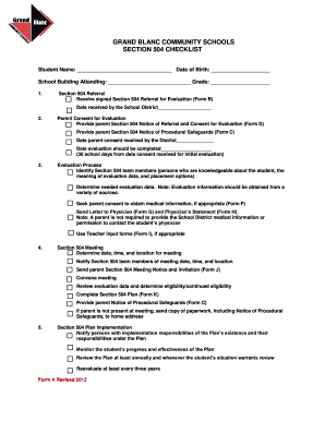Section 504 Checklist