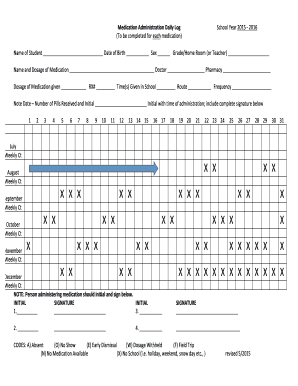 School Medication Administration Log