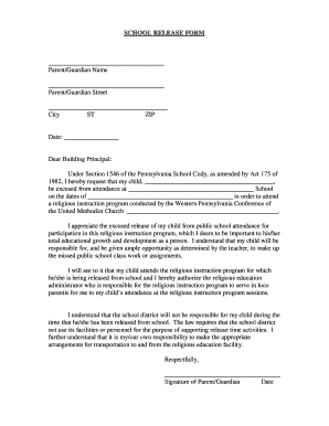 School Release Form