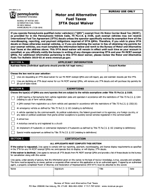 Pennsylvania IFTA Decal Waiver