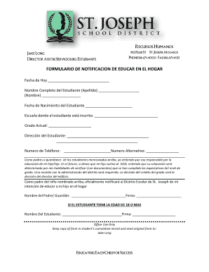 FORMULARIO DE NOTIFICACION DE EDUCAR EN EL HOGAR