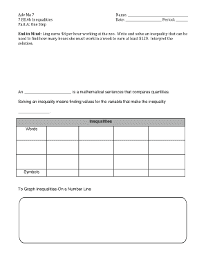 Inequalities Worksheet