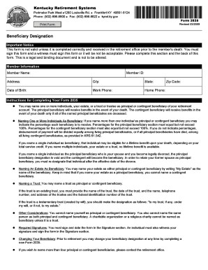 Kentucky Retirement Systems Beneficiary Designation Form 2035