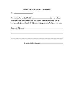 Purchase Re-Authorization Form