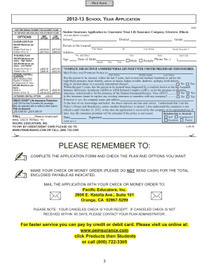 Student Insurance Application Form