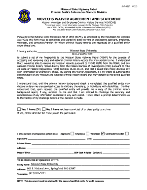 Missouri Movechs Waiver Agreement