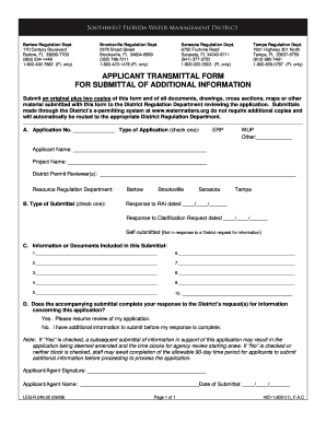 Florida Water Management Applicant Transmittal Form