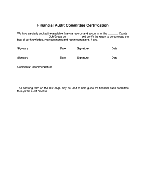 Financial Audit Committee Certification