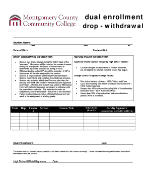 Dual Enrollment Drop Withdrawal Form