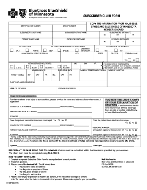 Subscriber Claim Form