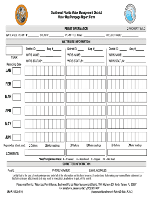 Southwest Florida Water Use Pumpage Report Form
