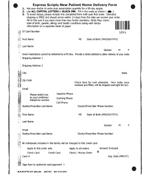 Express Scripts New Patient Home Delivery Form
