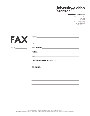 University of Idaho Fax Cover Sheet