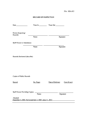 Record of Inspection