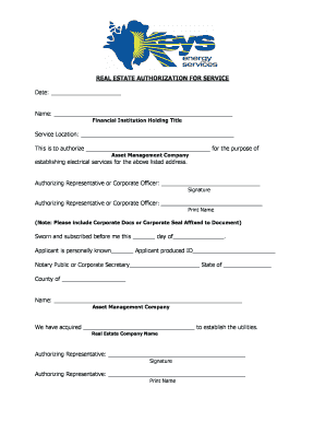 Real Estate Authorization for Service