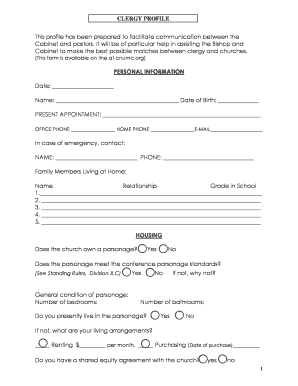Clergy Profile Form