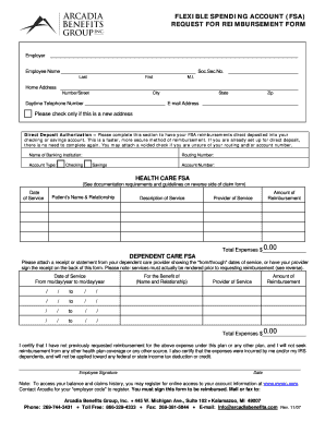 FSA Reimbursement Request Form