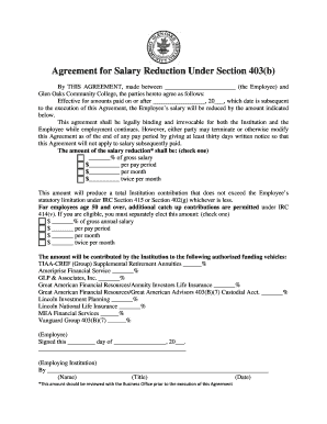 Salary Reduction Agreement Under Section 403(b)