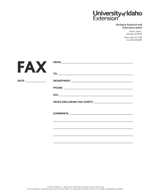 University of Idaho Fax Cover Sheet
