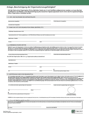 Bescheinigung der Organisationszugehörigkeit