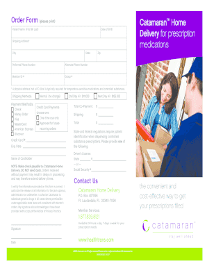 Catamaran Home Prescription Order Form