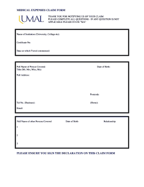 Medical Expenses Claim Form