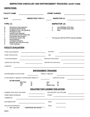 Inspection Checklist and Enforcement Tracking