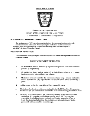 School Medication Authorization Forms