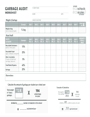 School Waste Audit Form