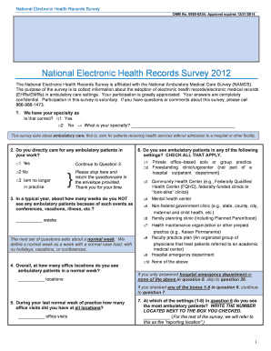 National Electronic Health Records Survey 2012