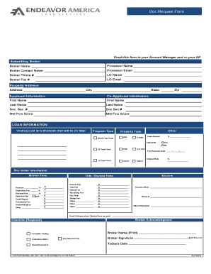 Loan Application Document Request Form